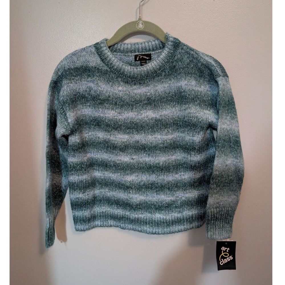 Art Class Girls Striped Pullover Sweater - Ocean Spray - Size M(7/8) NWT